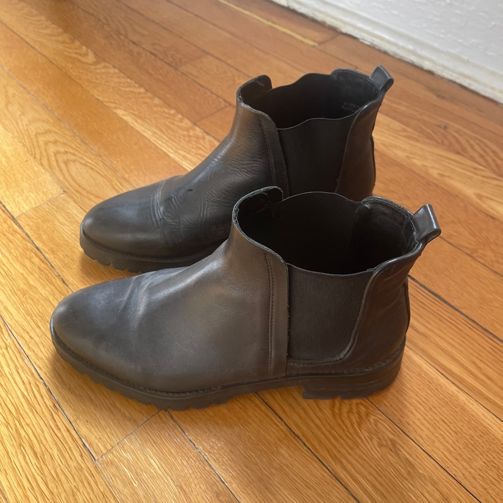 Whistles Dark Leather Ankle Boots